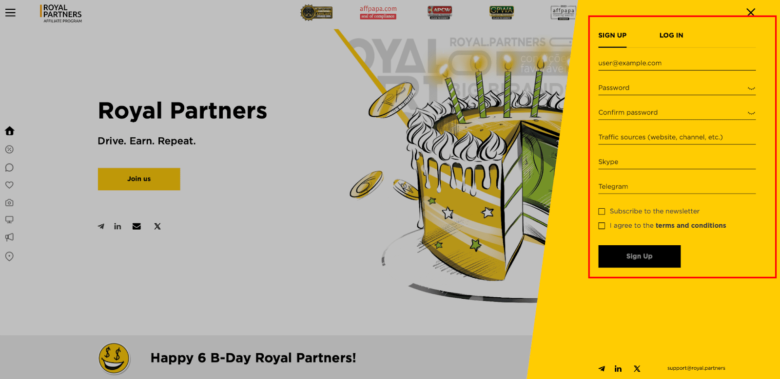 Регистрация Royal Partners