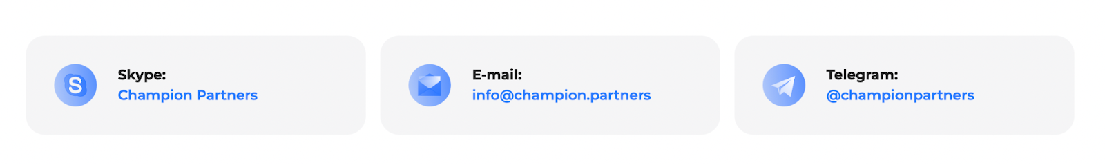 Контакты 2. Champion Partners