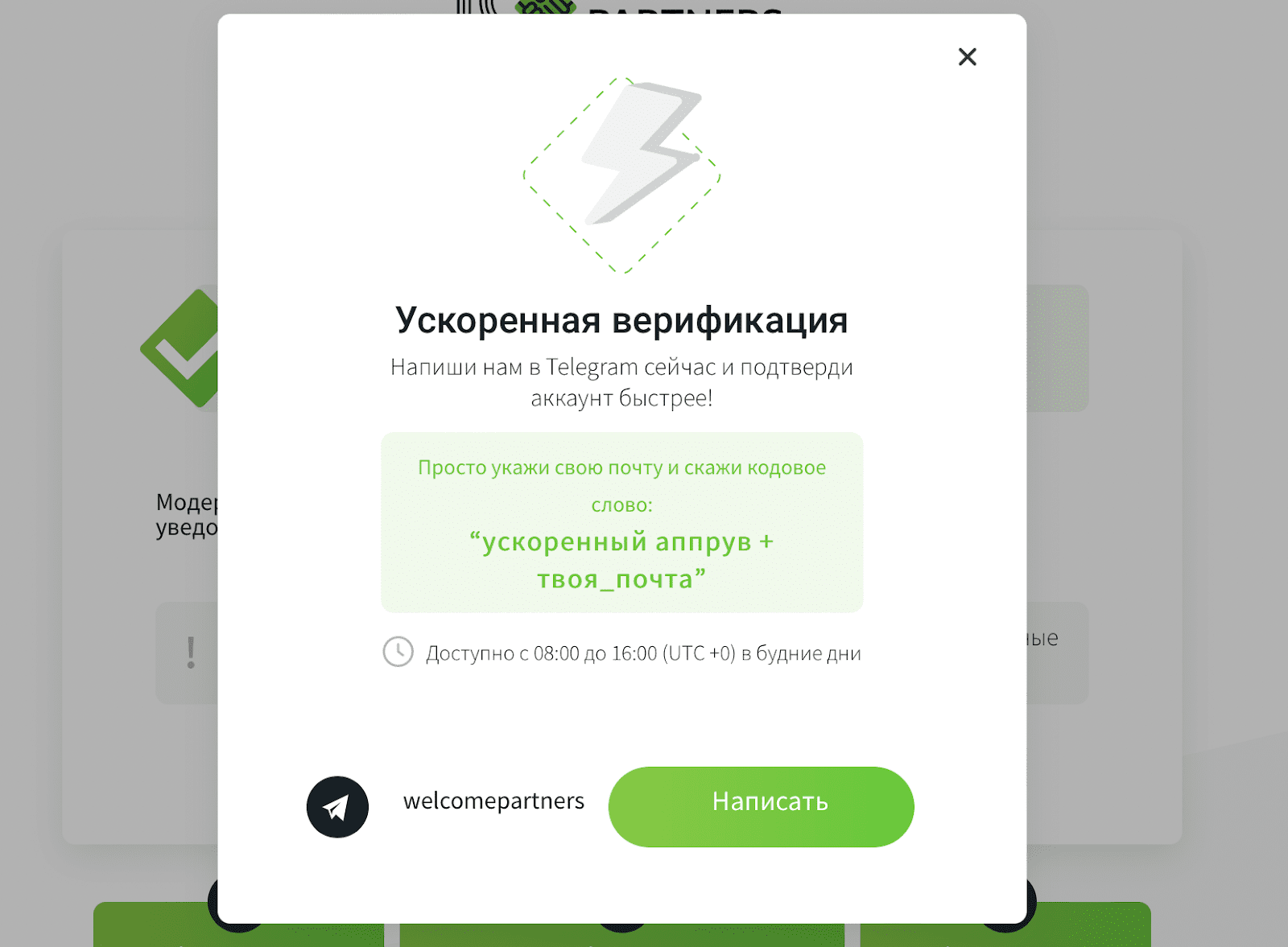 Ускоренная верификация в Welcome Partners